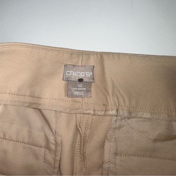 Chico’s Beige Pants Women’s Size 8R (1R) Stretch Ankle Slim Trousers - Picture 3 of 8